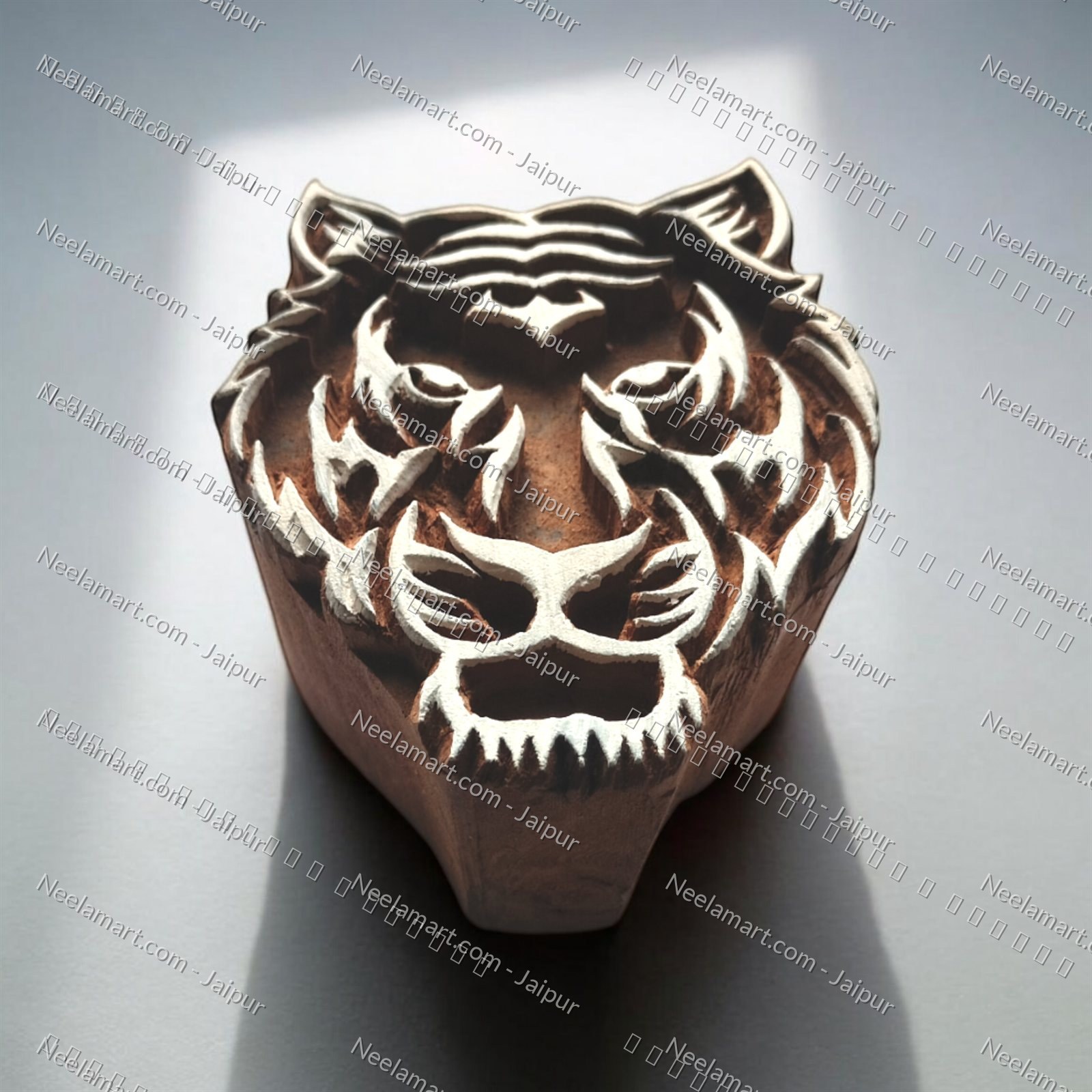 Hand-Carved Bengal Tiger Block